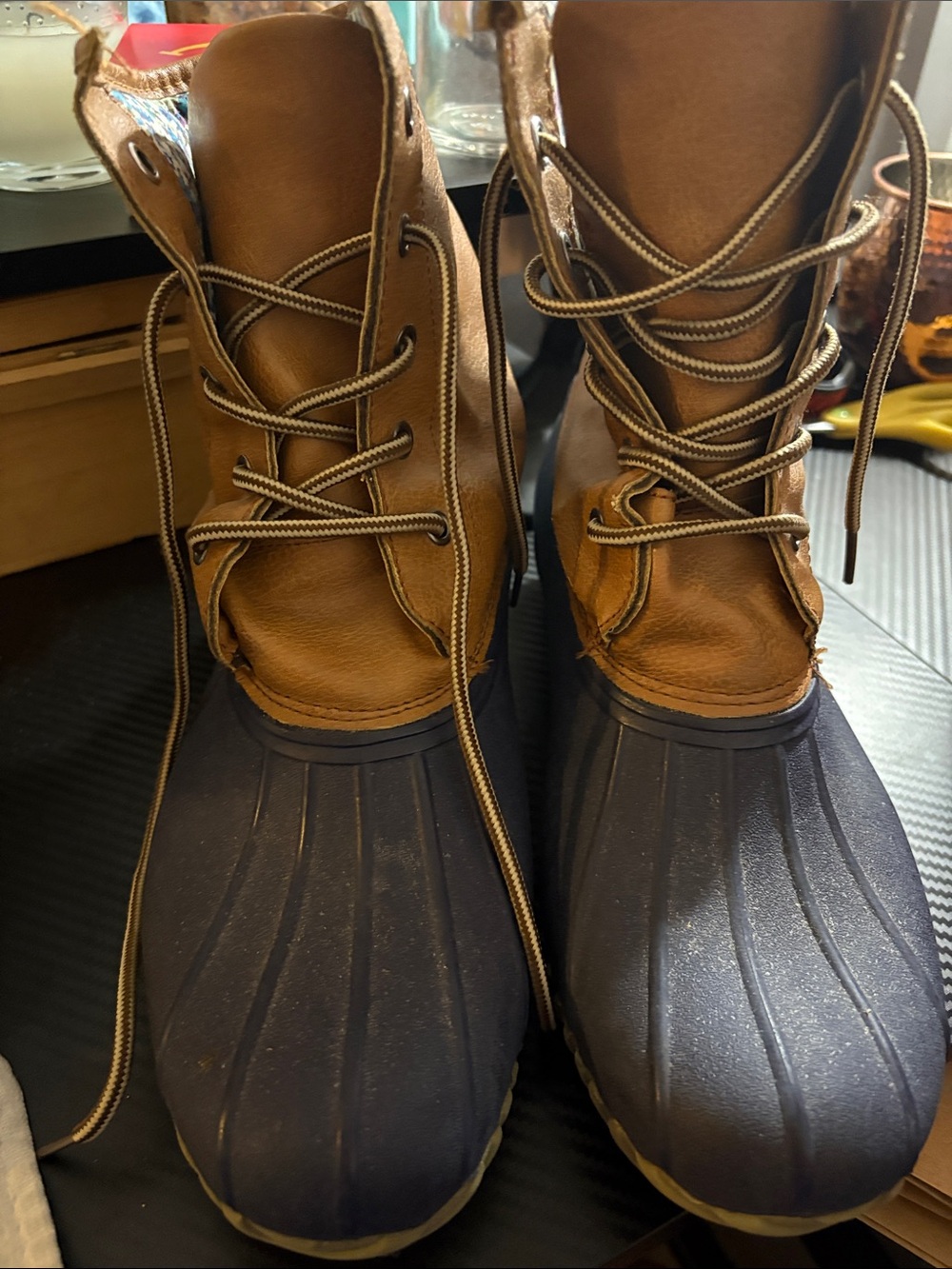 Woman’s Brown and Dark Blue Waterproof  Boots